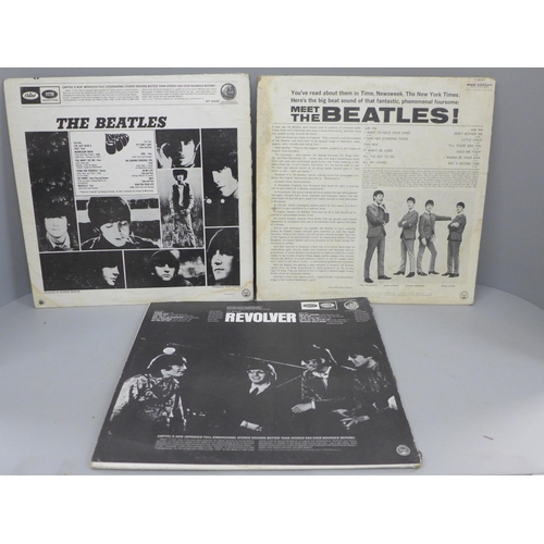 707 - Three The Beatles LP records, U.S. and Canada pressings, Meet The Beatles, T2047, Rubber Soul ST2442... 