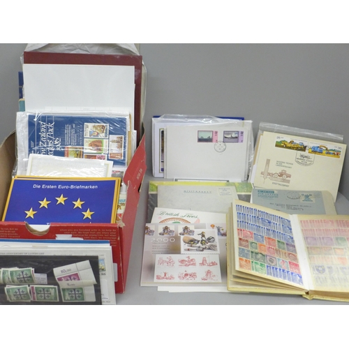 713 - Stamps; a box of stamps, covers, etc.