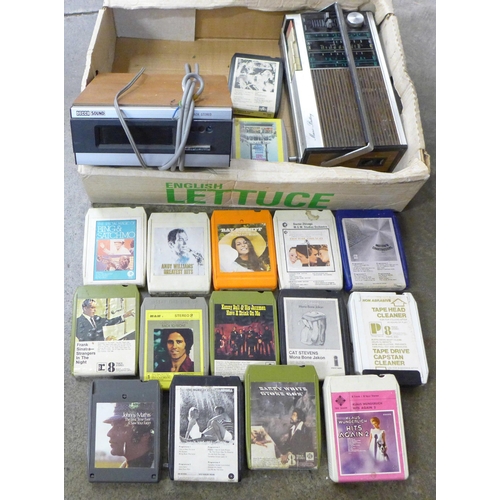 721 - A Murphy radio, a Decca 8 track stereo player and a collection of 8 track tapes **PLEASE NOTE THIS L... 