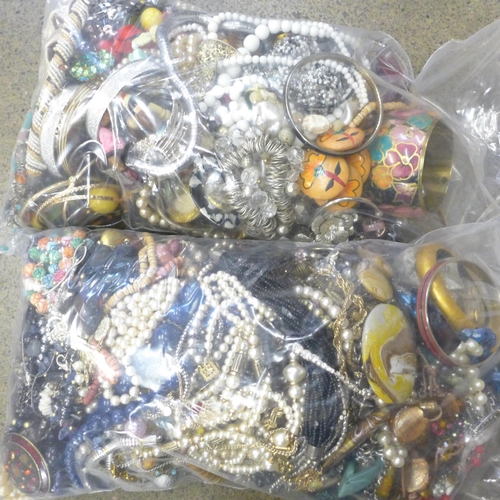 734 - Two bags of costume jewellery