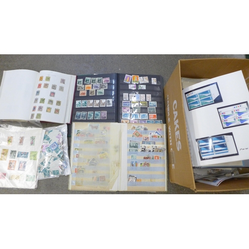 737 - Stamps; a box of stamps, covers, etc., loose and in albums