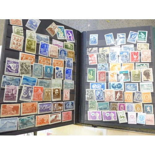 737 - Stamps; a box of stamps, covers, etc., loose and in albums