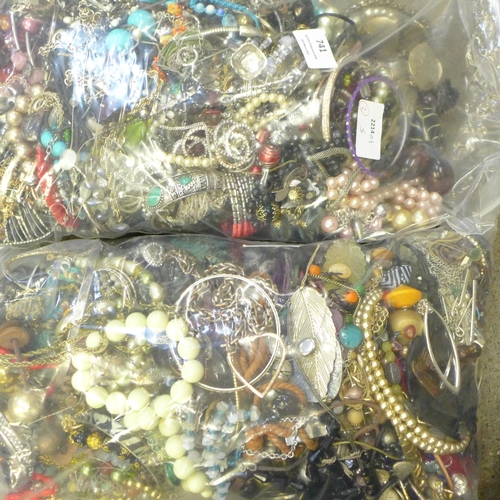 741 - Two bags of costume jewellery