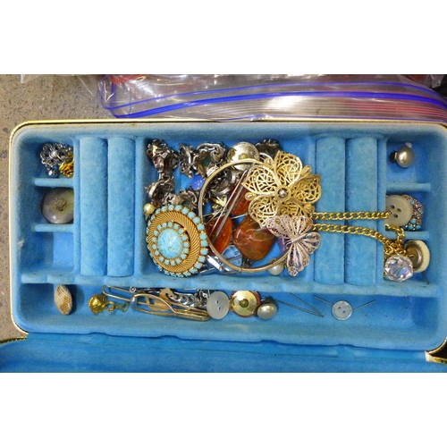 745 - A box of mixed costume jewellery and boxed lady's wristwatches