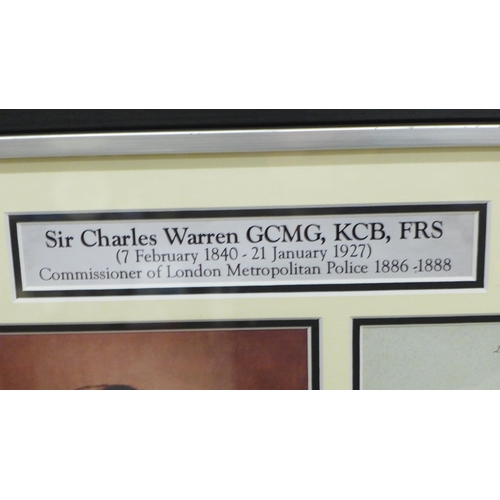 749A - Sir Charles Warren, Jack the Ripper interest, a framed and mounted personal letter sent by Warren da... 