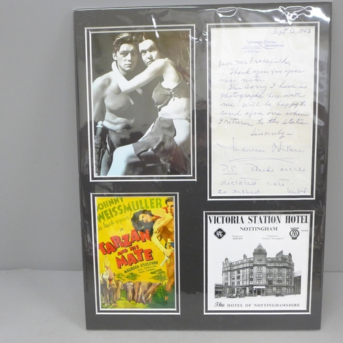 749B - Maureen O'Sullivan, Tarzan's Jane, a letter dated September 12th 1963 on Victoria Hotel Nottingham h... 