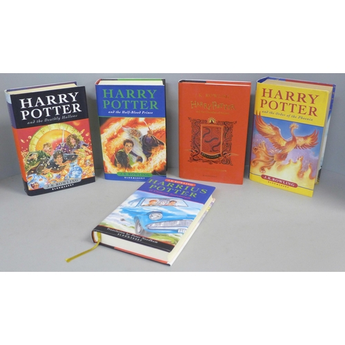 763 - Five hardback first edition novels by JK Rowling; Harry Potter and The Order of the Phoenix, 2003, H... 