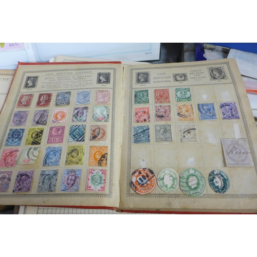 768 - A collection of seven childhood stamp albums and loose stamps