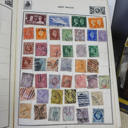 768 - A collection of seven childhood stamp albums and loose stamps