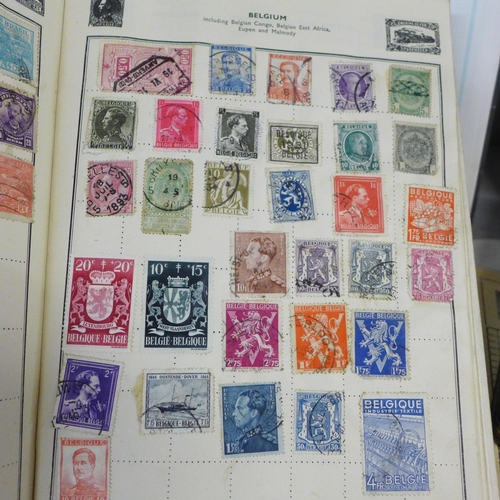 768 - A collection of seven childhood stamp albums and loose stamps