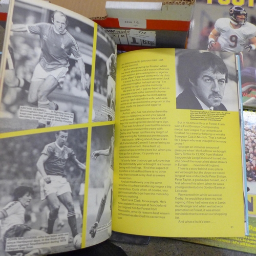 772 - A box of Football books including a 1991 FA Cup Final programme and a World Cup 90 sticker album/fol... 