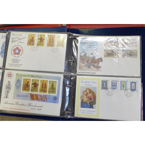 774 - Great Britain; a box with eight albums/stock books and loose Isle of Man covers and stamps and GB si... 