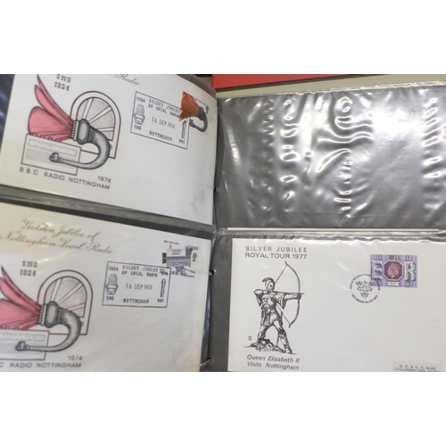 774 - Great Britain; a box with eight albums/stock books and loose Isle of Man covers and stamps and GB si... 