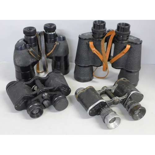 778 - Four pairs of binoculars, Ross Prinz 13x40 and WWI Voightlander Luminar Serie C included