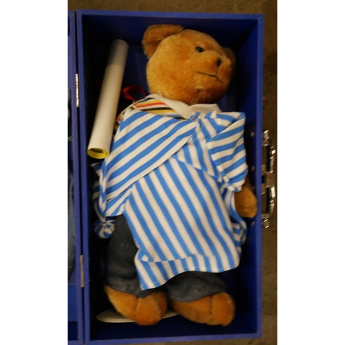 808 - Two Teddy bears in travel boxes