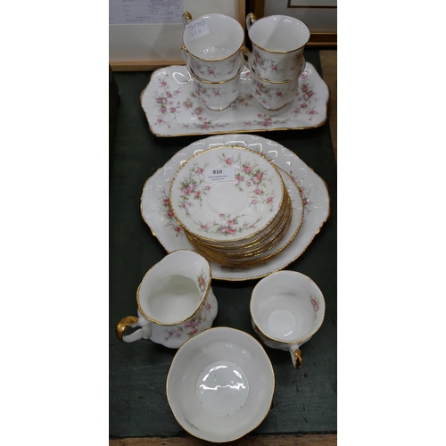 810 - A Paragon Victoriana Rose six setting tea set with sandwich plate, lacking one cup **PLEASE NOTE THI... 