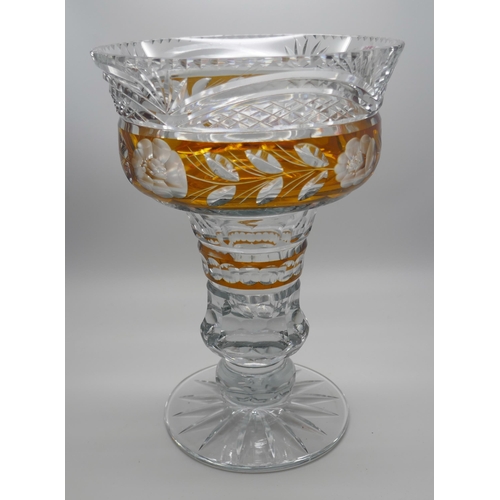 821 - A Bohemian cut glass chalice/centrepiece, 20.5cm