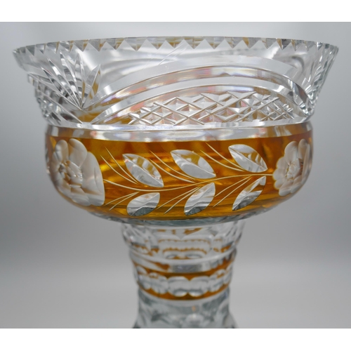 821 - A Bohemian cut glass chalice/centrepiece, 20.5cm