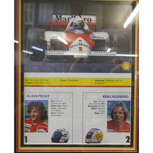 829 - Formula 1, McLaren, signed by Alain Prost, 1986 British Grand Prix, framed and mounted