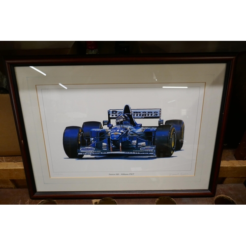 829A - Formula 1, Damon Hill Williams FW17 print, signed by Robert Egan