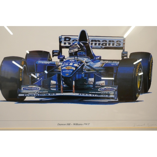 829A - Formula 1, Damon Hill Williams FW17 print, signed by Robert Egan