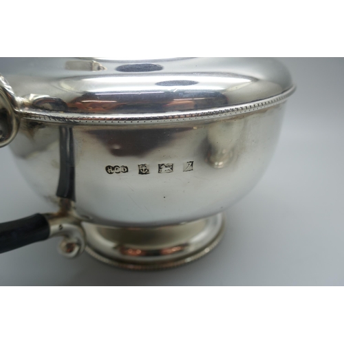 854 - A three piece silver tea service, Birmingham 1958, 627g