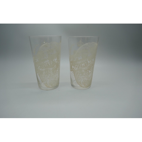 858 - A pair of Edward VII 1902 Robertson, Sanderson & Co., Leith, 'The Original Mountain Dew' glass tumbl... 