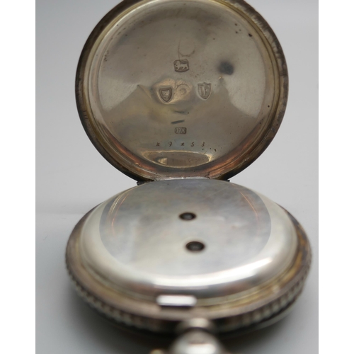 901 - A silver pocket watch, silver jewellery including four pendants, ring, brooch, etc.