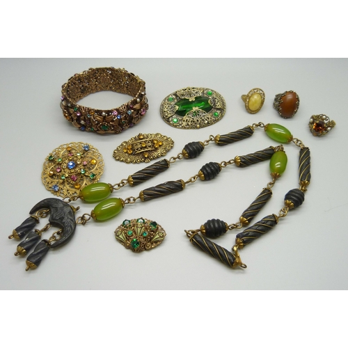 944 - A collection of Czech costume jewellery