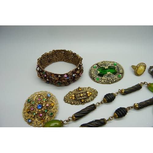 944 - A collection of Czech costume jewellery