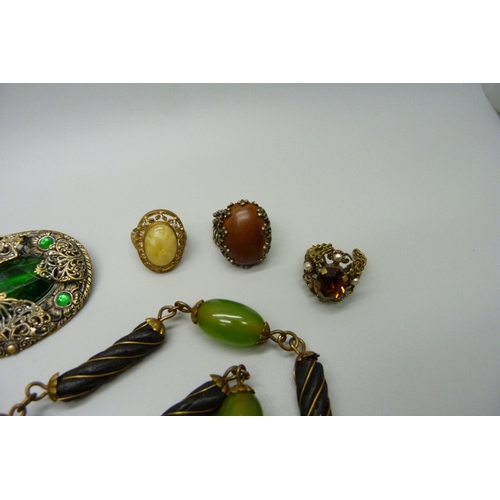 944 - A collection of Czech costume jewellery