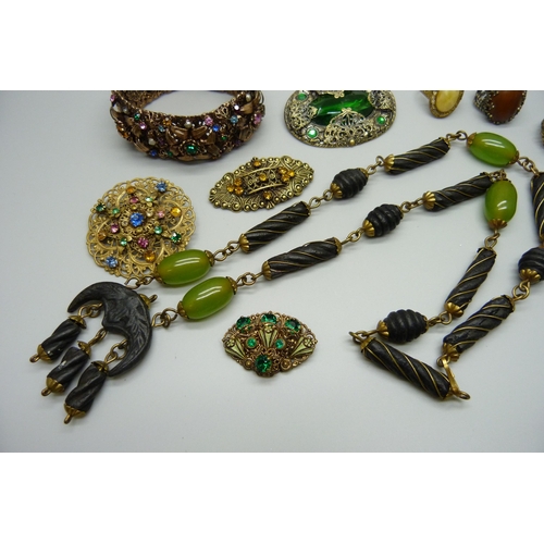 944 - A collection of Czech costume jewellery