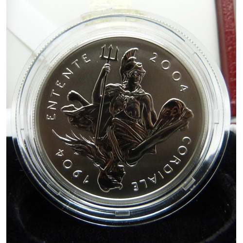 962A - A Royal Mint 100th Anniversary of the Entente Cordiale Platinum Proof Piedfort Crown, No. 130, .9995... 