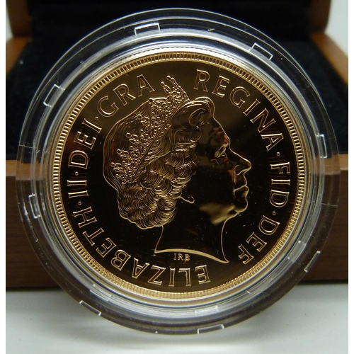 983A - The Royal Mint The 2011 Sovereign £5 Brilliant Uncirculated Gold Coin, No. 0238, cased