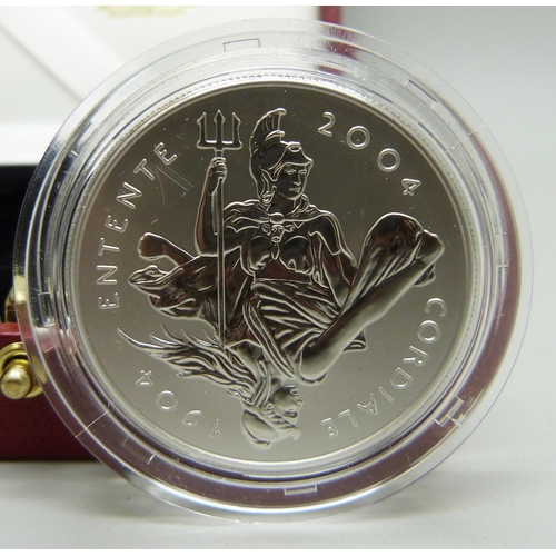 983D - A Royal Mint 100th Anniversary of the Entente Cordiale Platinum Proof Piedfort Crown, No. 127, .9995... 