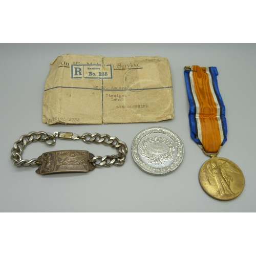 993 - A WWI Victory Medal to 7730 Pte. J. Anderson R.S. Fus., with original postage envelope, an Attendanc... 