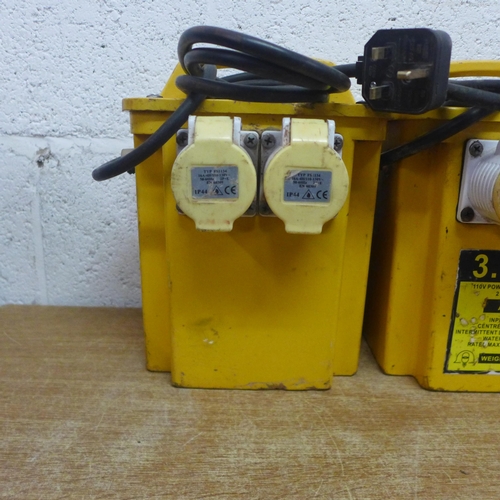 2009 - Two dual 16a socket 110v transformers - one item  failed electrical safety test due to earth continu... 