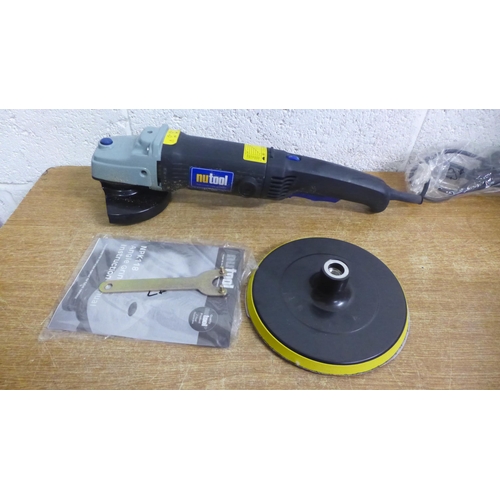 2056 - A Nutool 115mm angle grinder in case with assorted attachments (model:- APX 118)