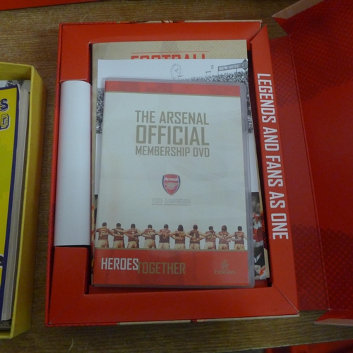 2081 - 8 Items of Arsenal memorabilia including scarf, year books, badges, etc.