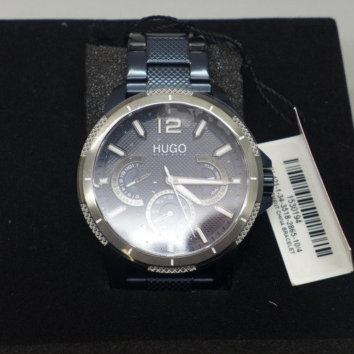 2133 - A men's Hugo Boss Sport blue stainless steel bracelet wristwatch * this lot is subject to VAT