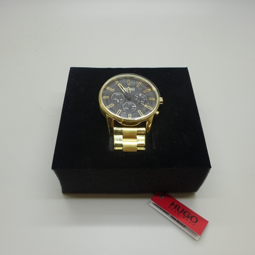 2135 - A Hugo Boss yellow metal stainless steel chronograph style bracelet wristwatch * this lot is subject... 