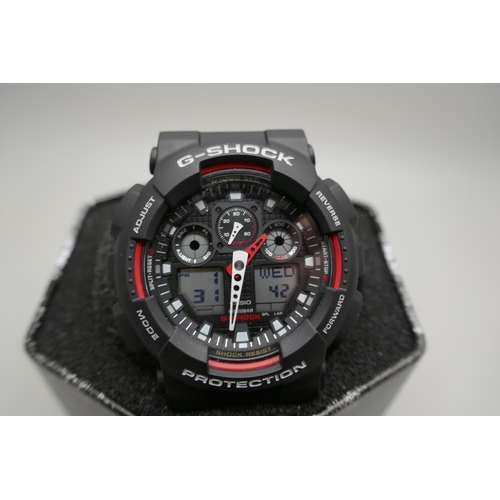 2149 - A men's Casio G-Shock LED backlight black resin strap watch with alarm, stopwatch, world time, count... 