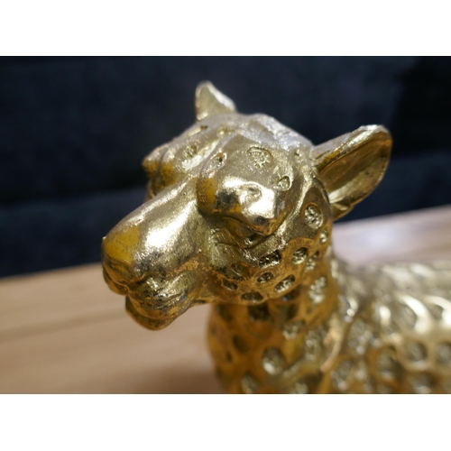 1380 - A gold coloured standing leopard, H 21cms (66245612)   #