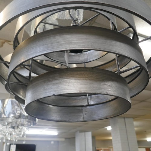 1444 - A pair of steel retro ceiling pendants