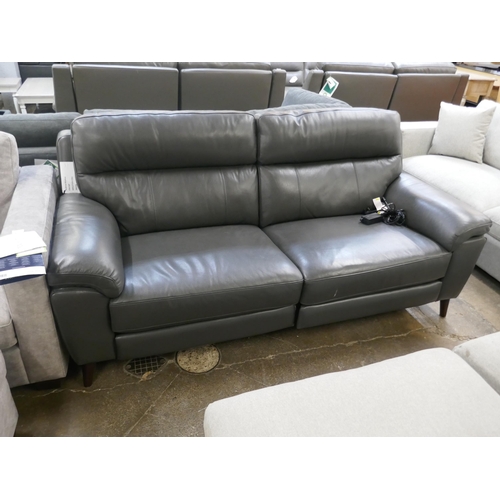 1456 - Grace Grey Leather 2.5 Seater Power Recliner, original RRP £874.99 + VAT * This is lot is subject to... 