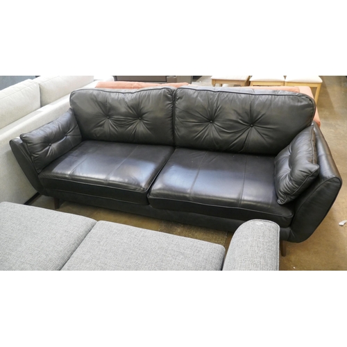 1481 - A black leather three seater sofa