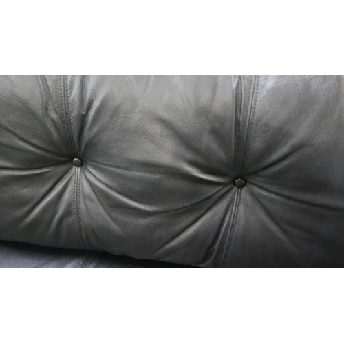 1481 - A black leather three seater sofa