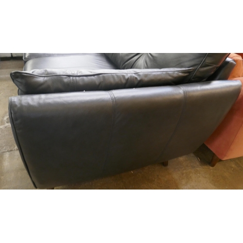 1481 - A black leather three seater sofa