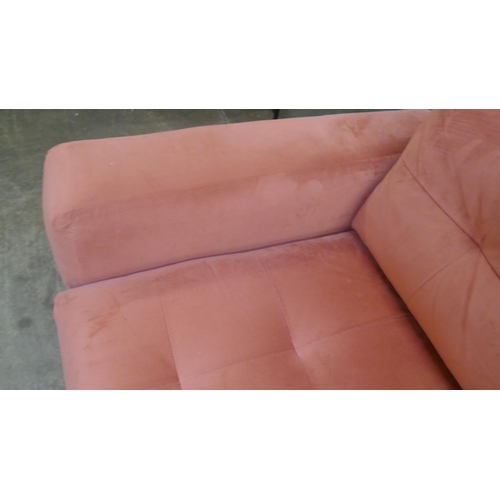 1482 - A crimson velvet three seater sofa