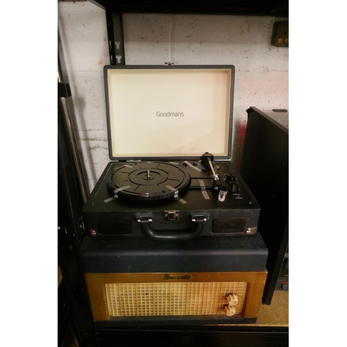 2181 - Two portable turntable record players; Goodmans 347753 and a Dansette MABR